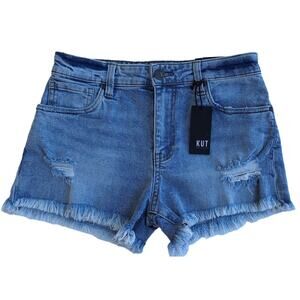 KUT from the Kloth Jane High Rise Jean Shorts Distressed Fray Hem Size 2 Denim